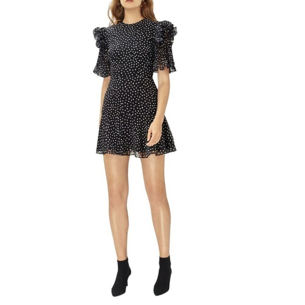 NWT KEEPSAKE THE LABEL Moonshine Dress In Black with Ivory Spots, Size XL‎